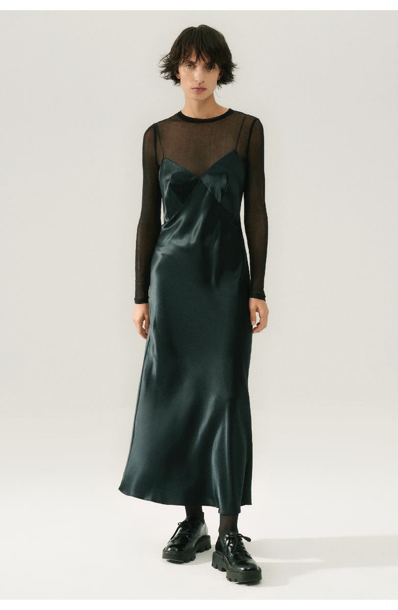 SILK LAUNDRY DECO ROULEAU DRESS BLACK, Main, color, Black