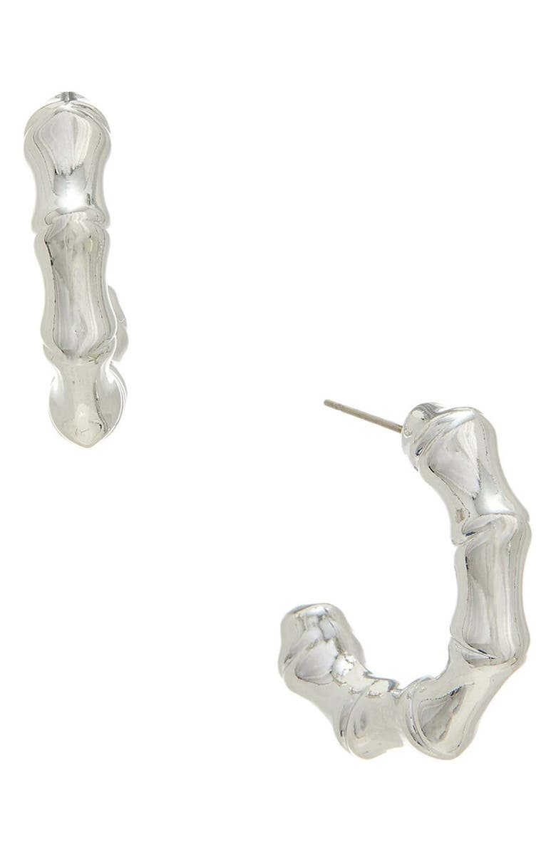 Juvell Bamboo Textured Hoop Earrings, Main, color, Silver