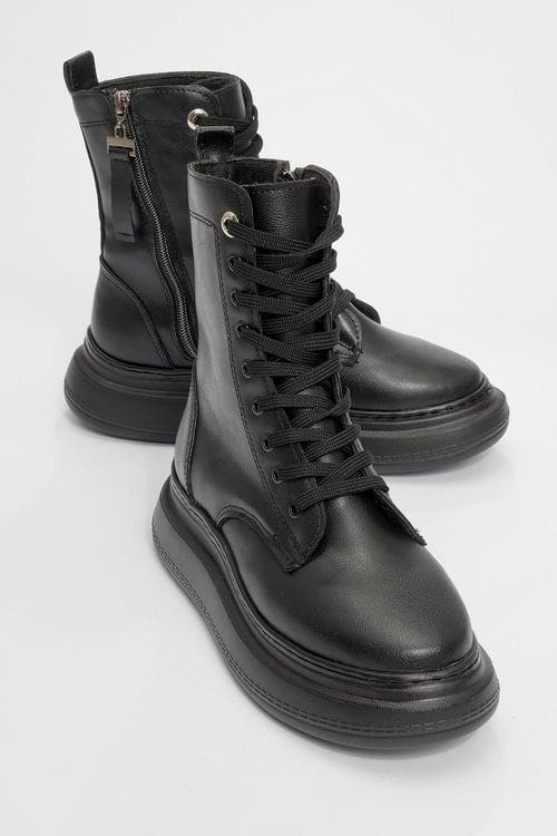 Forever 
Always Shoes Nicolas Leather Combat Boot, Main, color, Black Leather