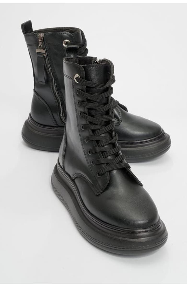 Forever & Always Shoes Nicolas Leather Combat Boot, Main, color,