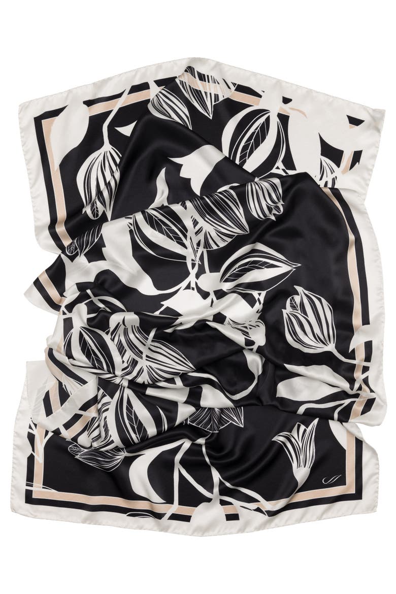Cara - Silk Scarf/Shawl for Women, Alternate, color, Black