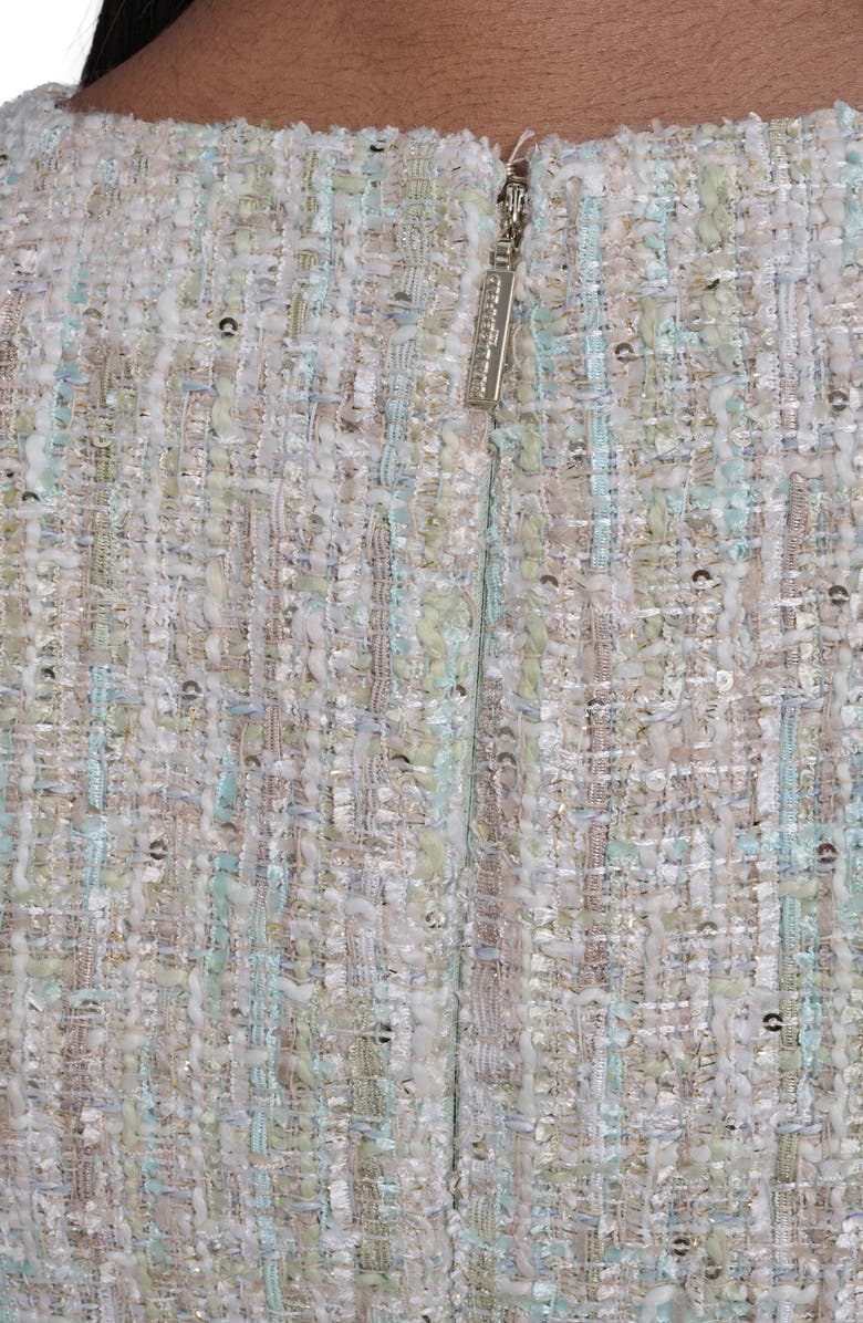 KARL LAGERFELD Sequin Tweed Sheath Dress, Alternate, color, Tea Green Multi