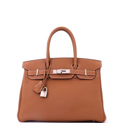 Birkin Handbag Brown Togo with Palladium Hardware 30