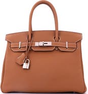 Pre-Owned Hermes Birkin Handbag Brown Togo with Palladium Hardware 30