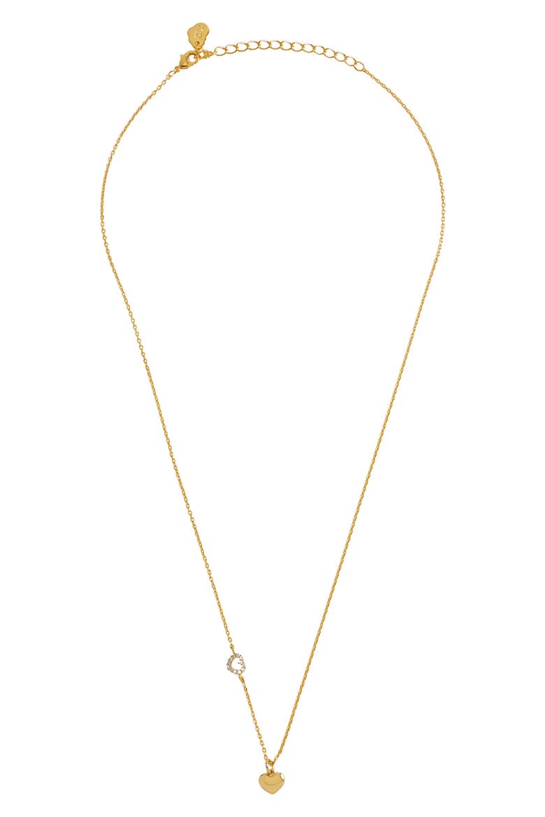 Crystal Heart & Charm Pendant Necklace, Main, color, GOLD