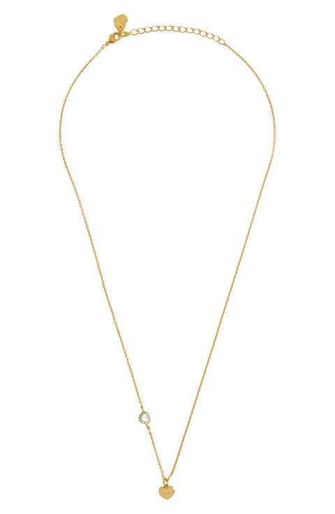 Crystal Heart & Charm Pendant Necklace