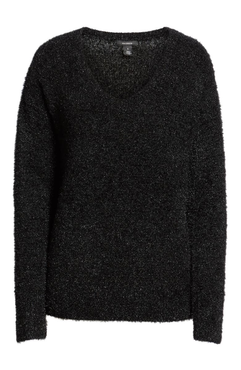Halogen<sup>®</sup> Fuzzy V-Neck Sweater, Alternate, color,