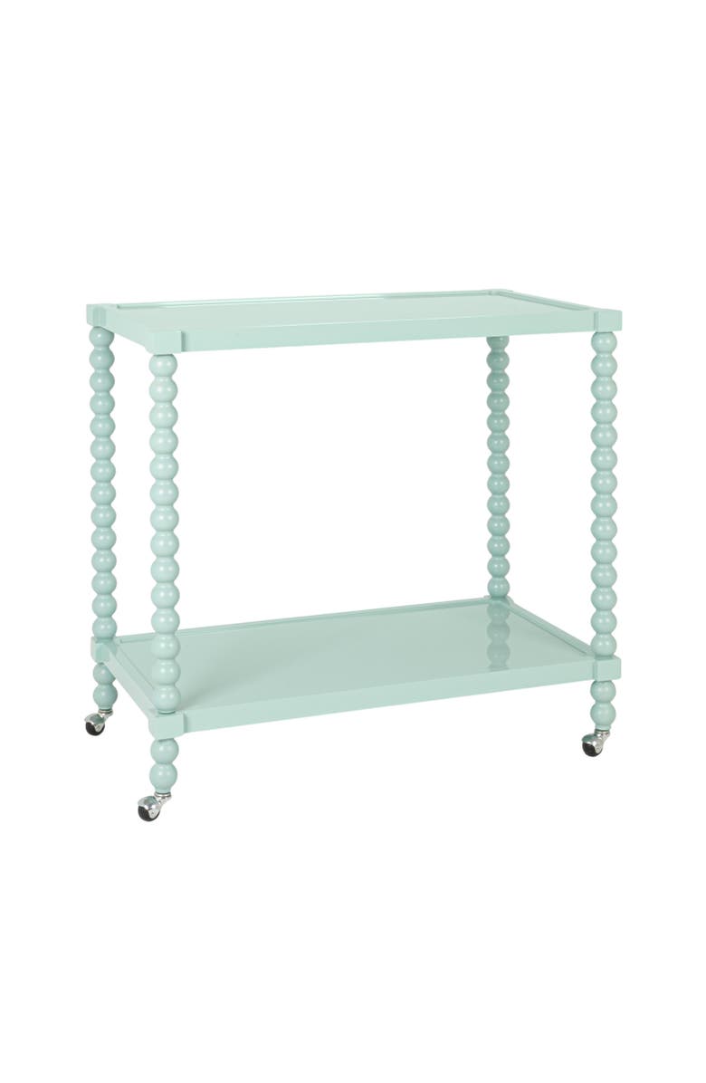 Storied Home Rubberwood 2-Tier Bar Cart on Wheels, Blue, Main, color, Blue