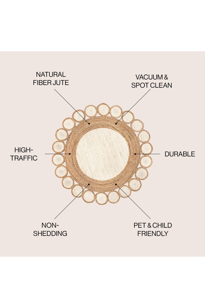Skye Two-Tone Jute Circle Border Round Area Rug, Alternate, color, Cream/Natural