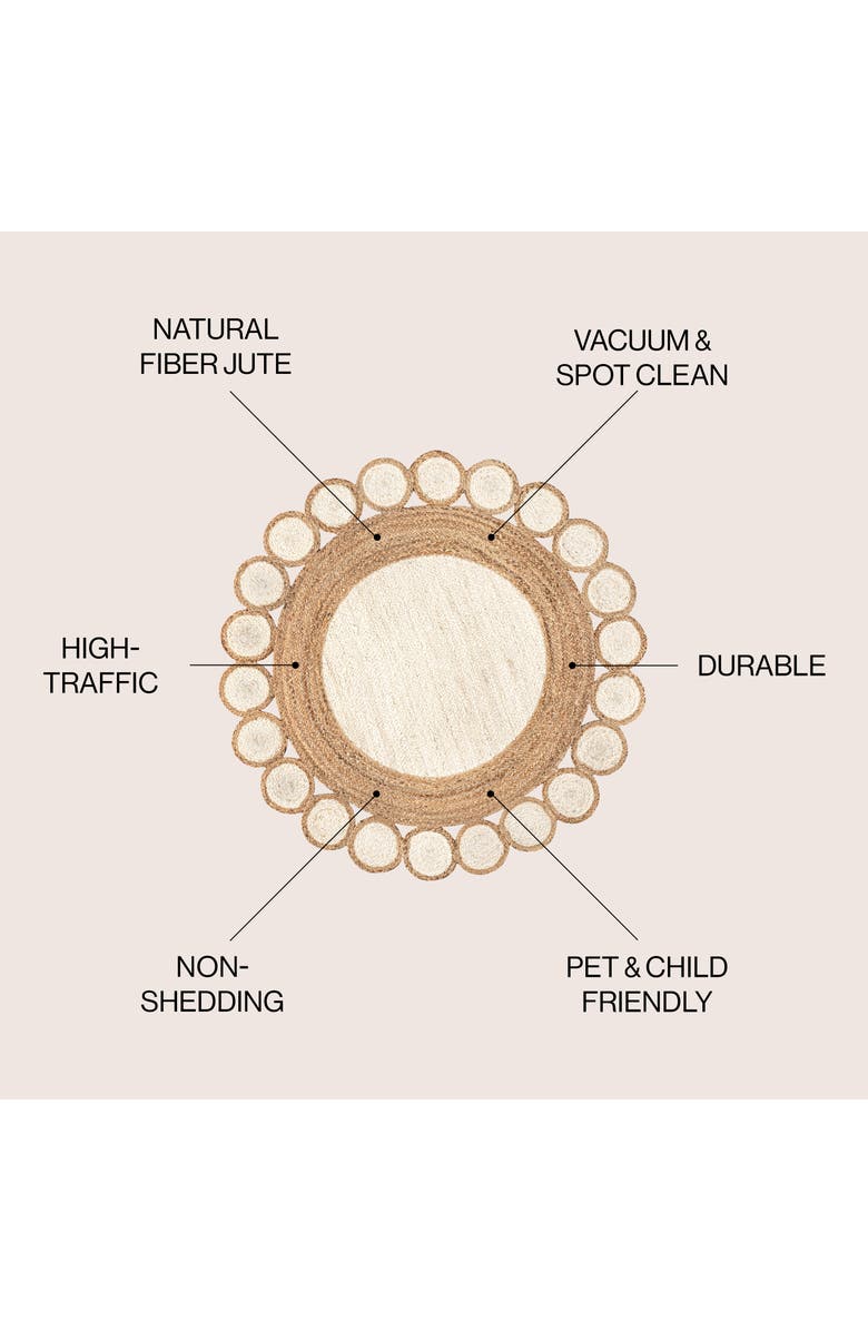 JONATHAN Y Skye Two-Tone Jute Circle Border Round Area Rug, Alternate, color, Cream/Natural