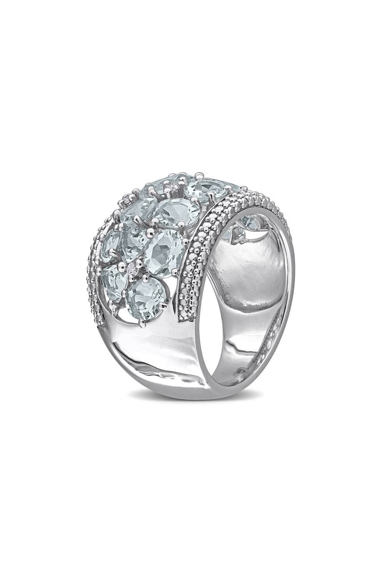 Sterling Silver Aquamarine and Diamond Statement Ring, Alternate, color, BLUE
