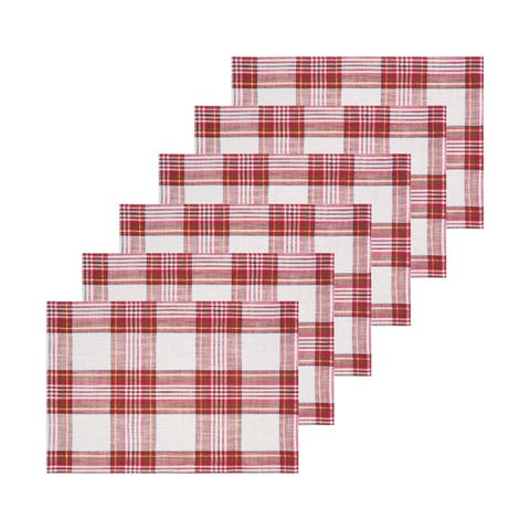 Gracelyn Plaid Placemats Set of 6, 13" x 19"