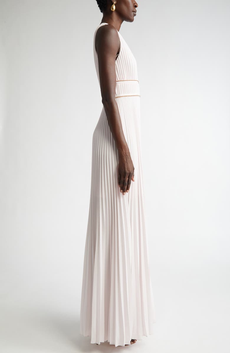 ST. JOHN Pleated Sleeveless Crepe Gown, Alternate, color, Primrose