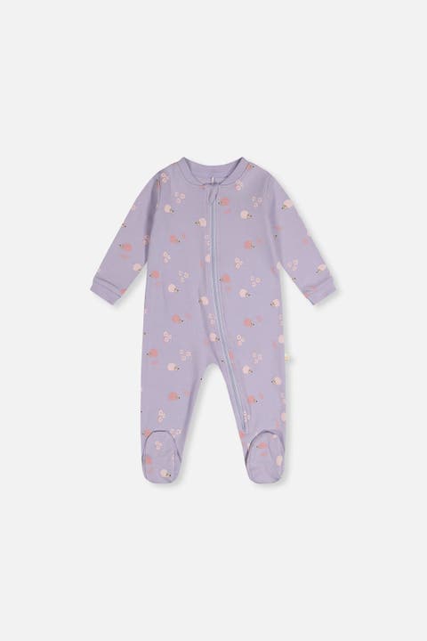 Hedgehog Organic Cotton Front Zipper Footed One Piece Pajama