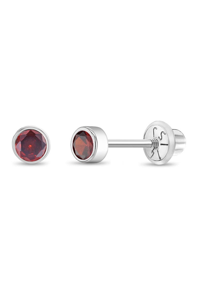 14k Bezel Cubic Zirconia Earrings, Main, color, January