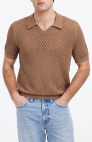 Madewell Diamond Pointelle Stitch Sweater Polo