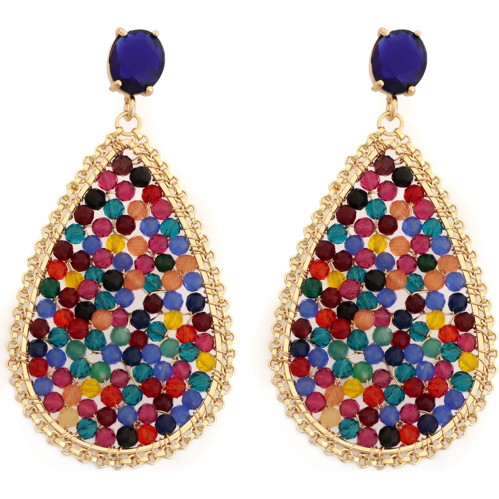 Panacea Crystal Teardrop Statement Earrings In Multi