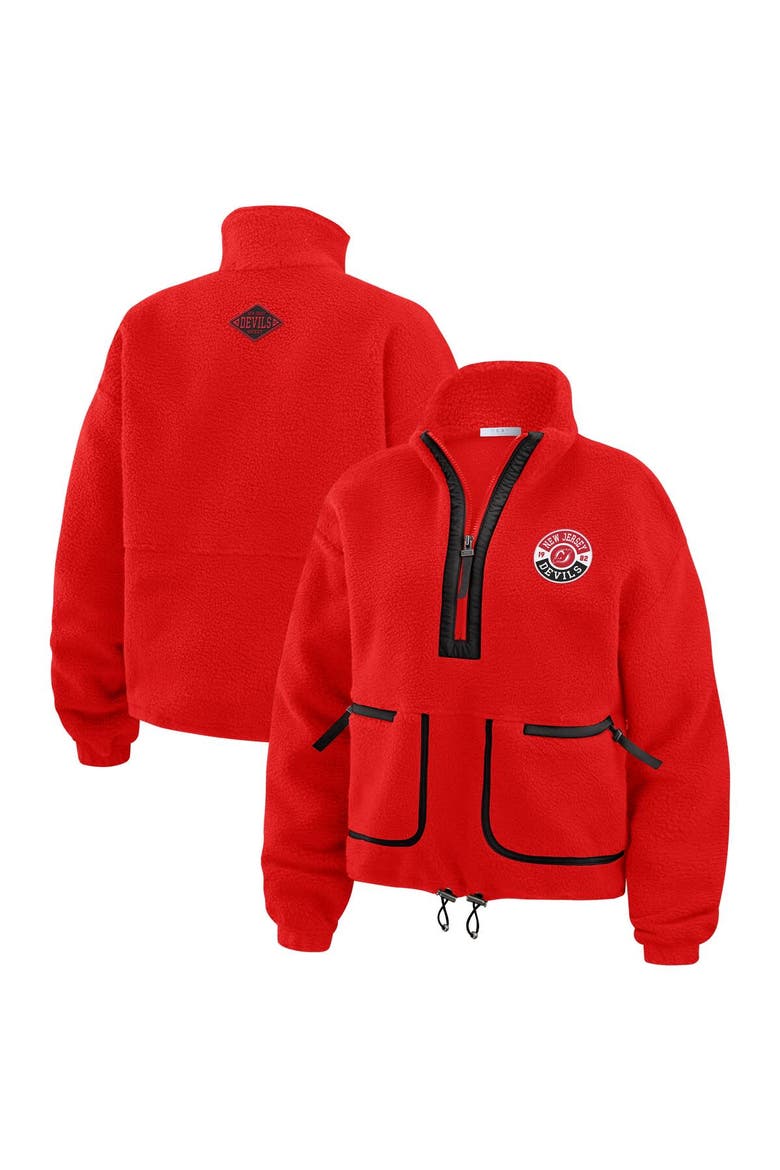 Women's WEAR by Erin Andrews  Red New Jersey Devils Polar Fleece Half-Zip Jacket, Alternate, color, Red