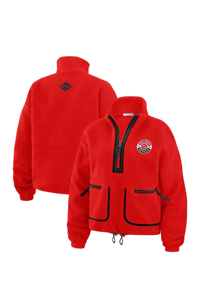 WEAR by Erin Andrews Women's WEAR by Erin Andrews Red New Jersey Devils Polar Fleece Half-Zip Jacket, Alternate, color, Red