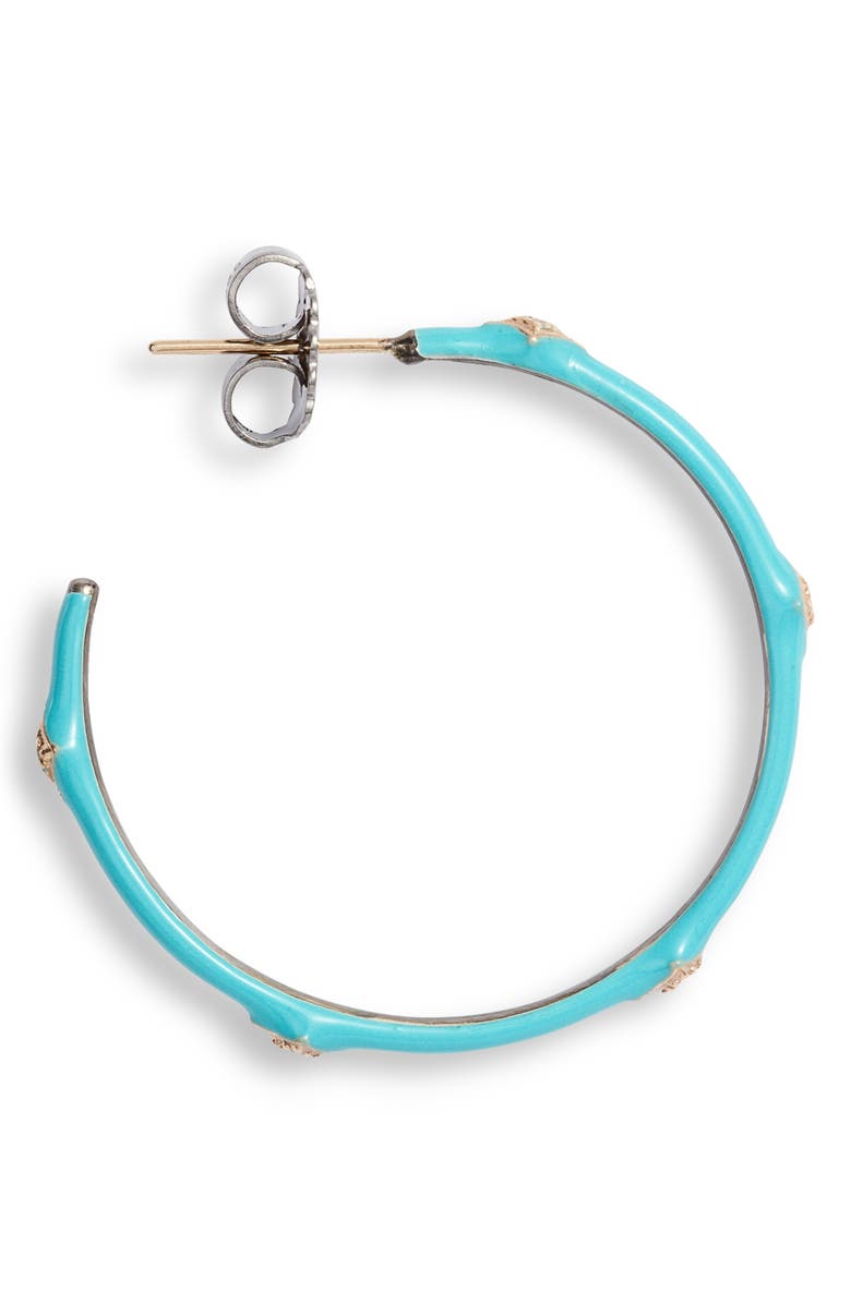Armenta New World 14k Gold & Enamel Hoop Earrings, Alternate, color, Turquoise/ Rose Gold