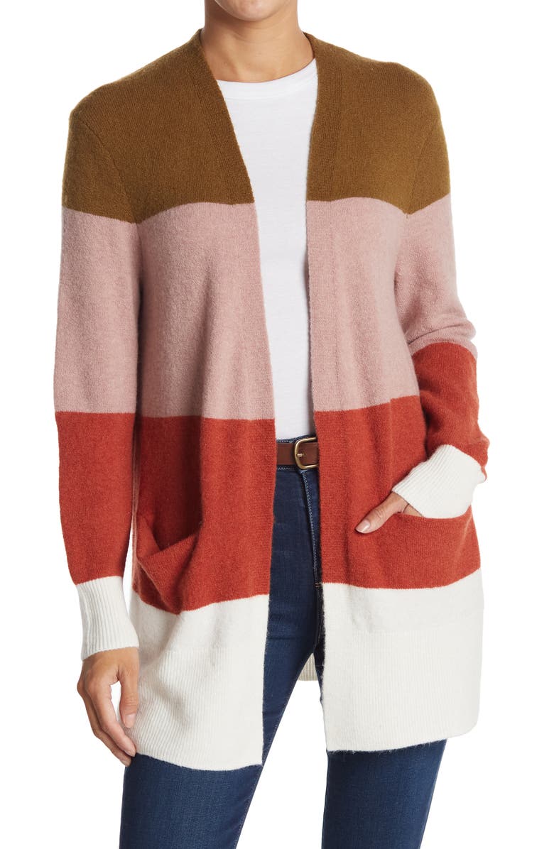 Madewell Stripe Print Cozy Short Walker Cardigan, Main, color, 