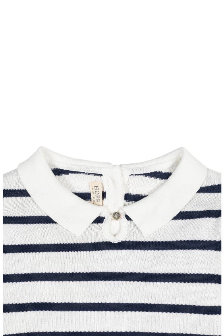 Baby Girls' Organic French Collared Keyhole Sweater, Infant, Alternate, color, Navy Breton Stripe with Collar