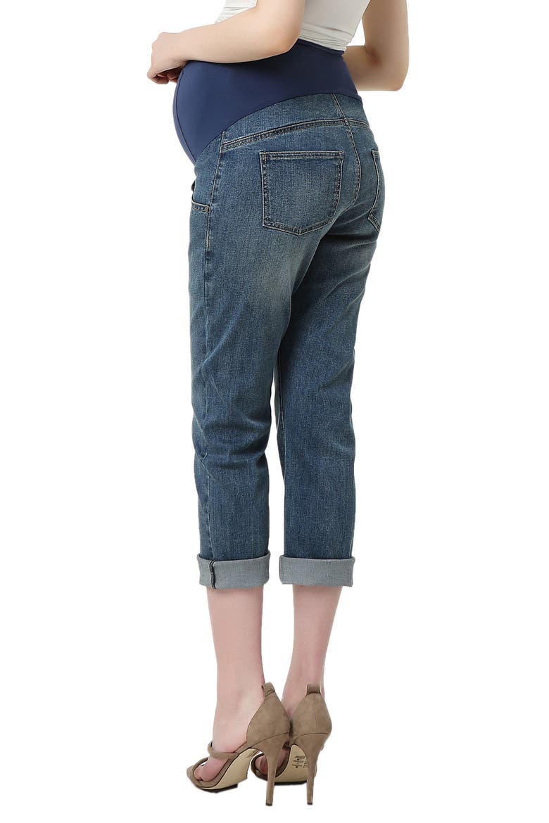 Jodie Crop Girlfriend Maternity Jeans, Alternate, color, MEDIUM INDIGO