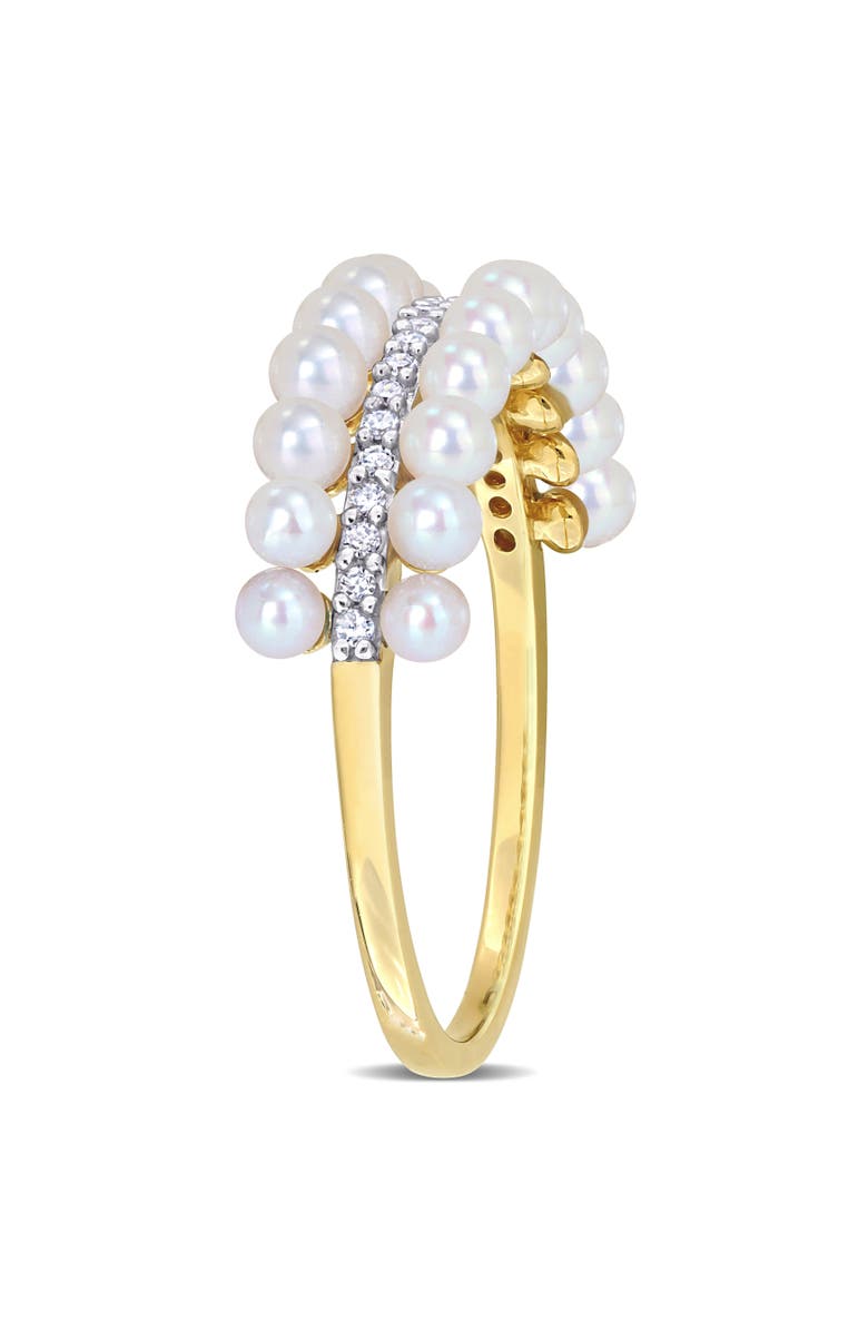 Julianna B. Cultured Pearl & Diamond Double-Row Ring 14k, Alternate, color, Pearl