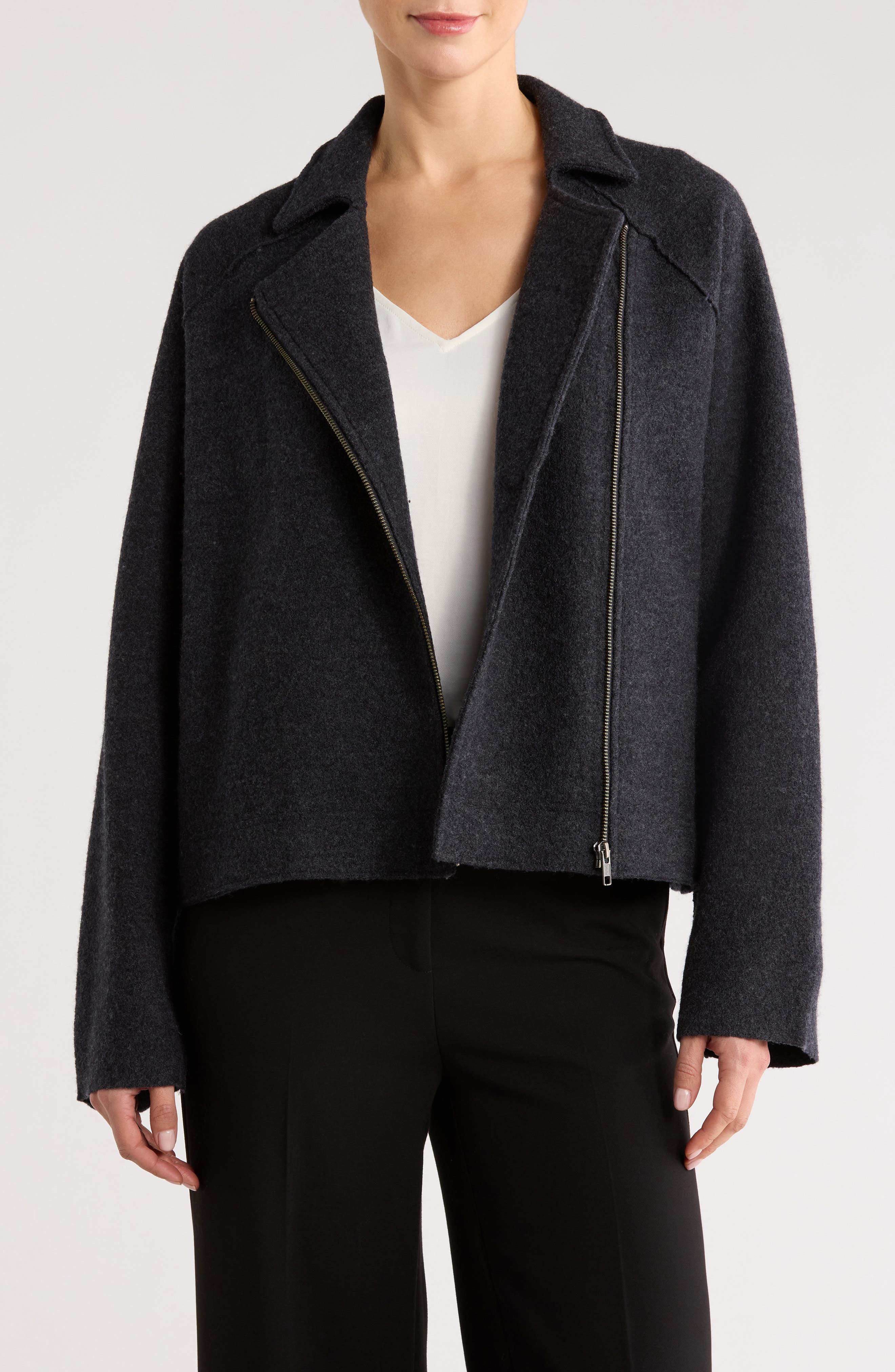 Eileen Fisher Wool Motorcycle Jacket