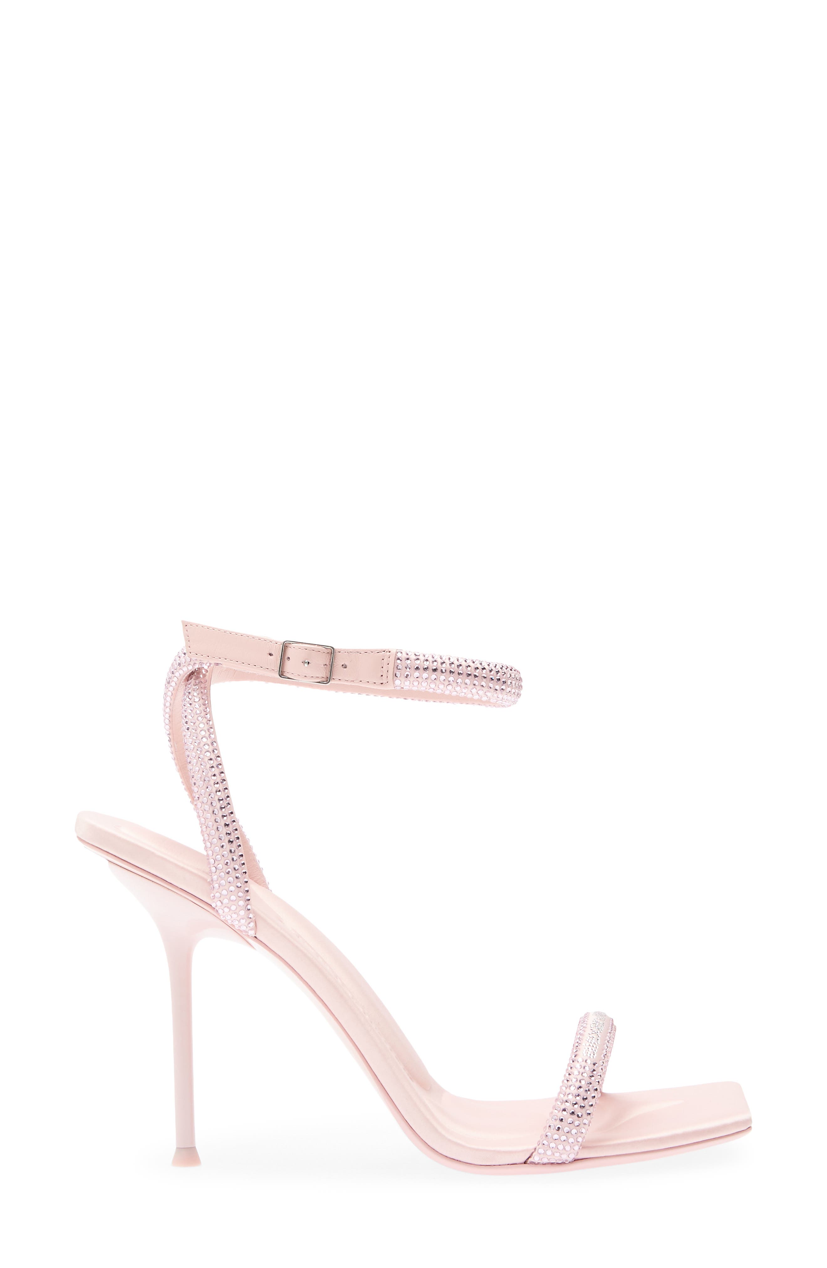 Julie Crystal Logo Ankle Strap Sandal, Alternate, color, LIGHT PINK