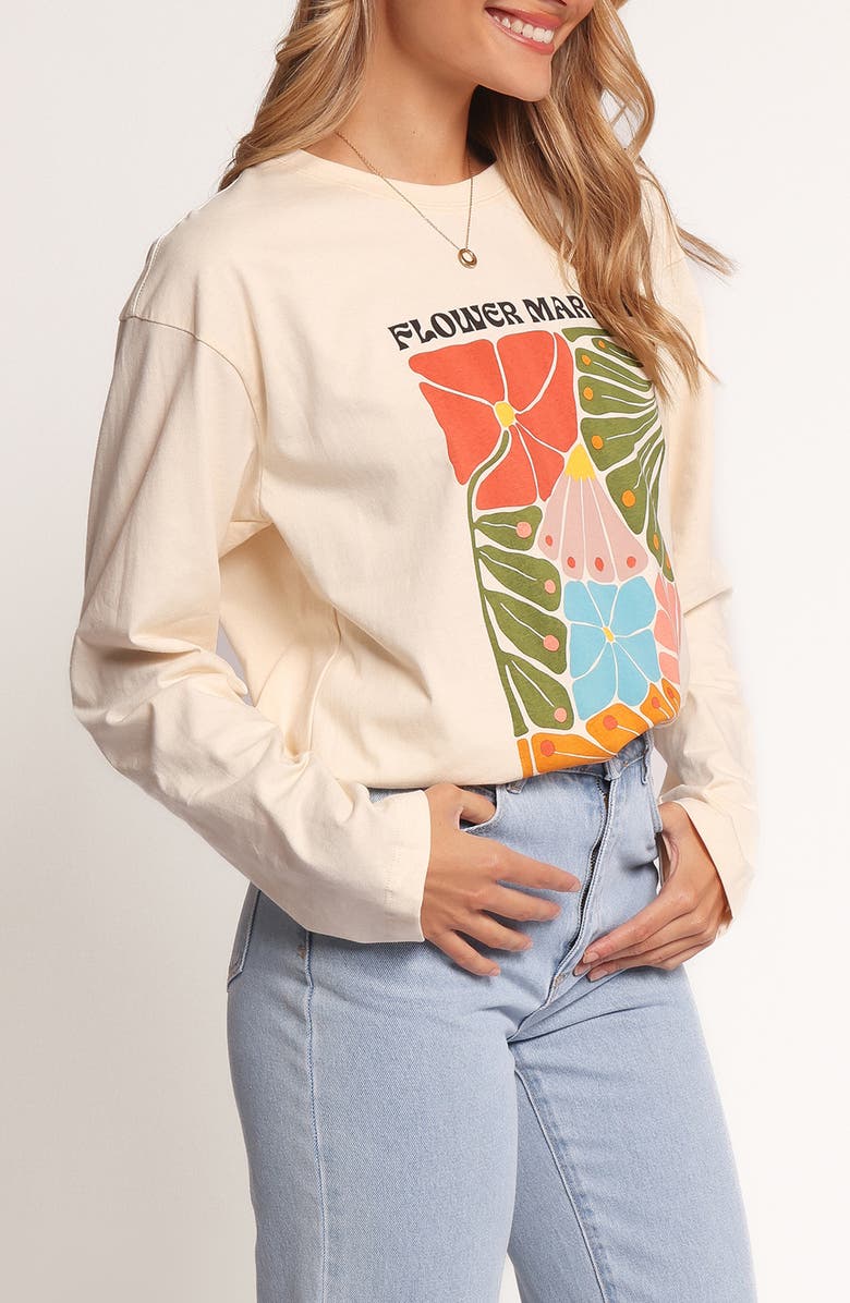 Petal & Pup Flower Market Long Sleeve Graphic T-Shirt, Alternate, color, Cream