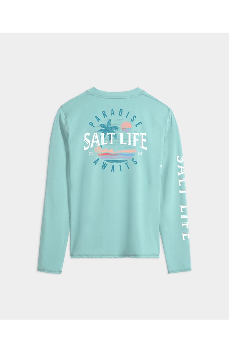 Salt Life Paradise Awaits Performance Long Sleeve Tee, Alternate, color, Lt Aruba Heather