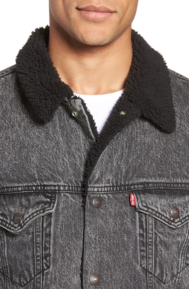Levi's<sup>®</sup> Long Fleece Lined Trucker Jacket, Alternate, color,