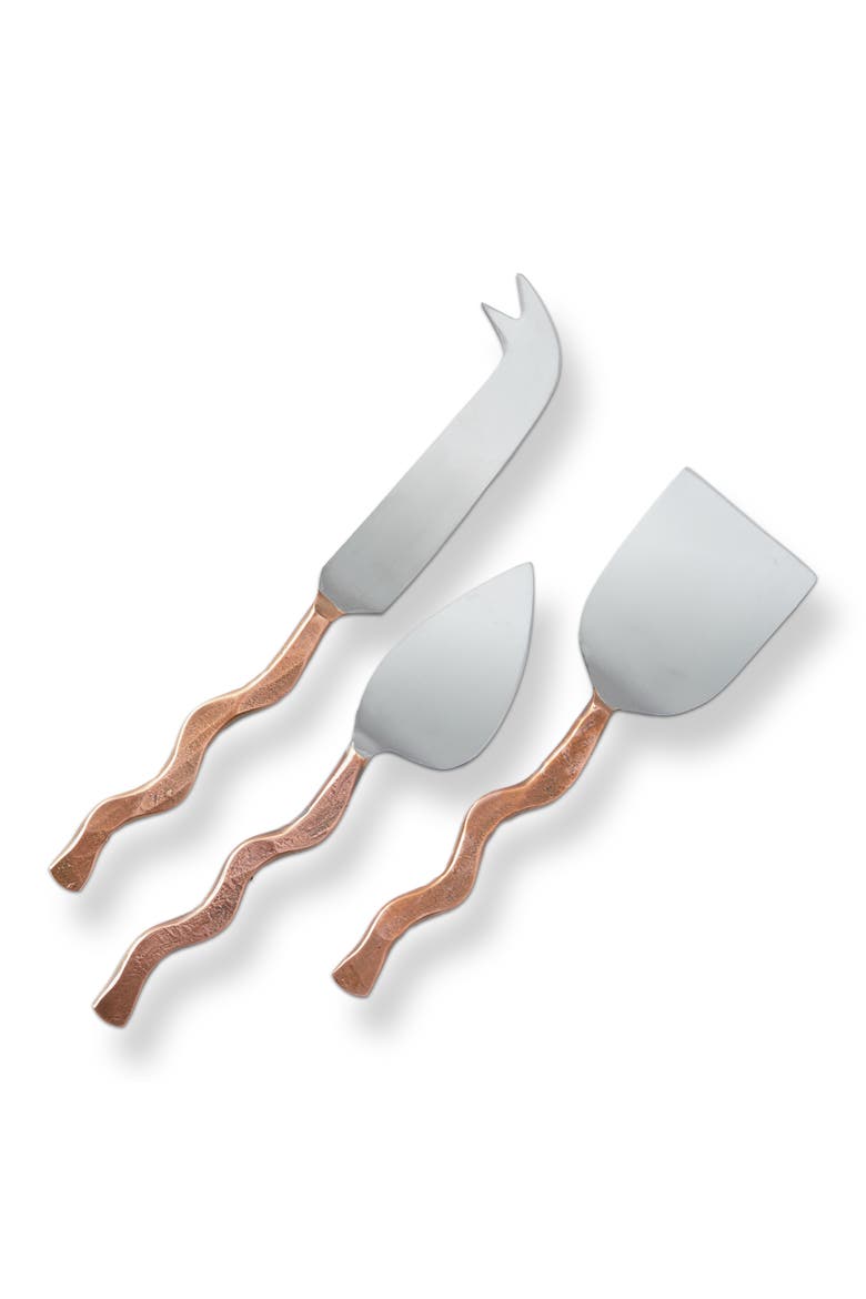 Evie Everyday Copper Stainless Steel Cheese Serving Utensils Set of 3, Main, color, Gold