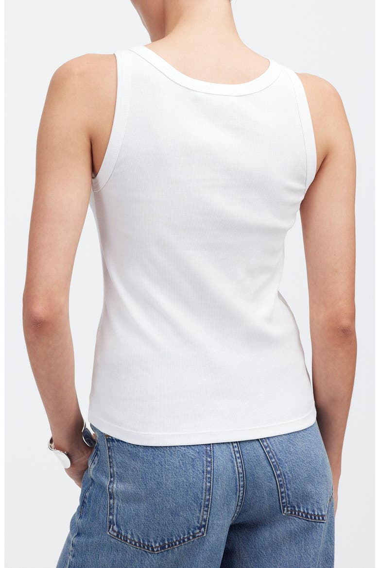 High Neck Cotton Tank, Alternate, color, WHITE