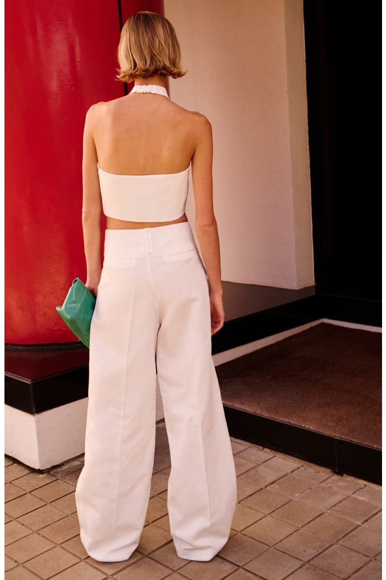 Starring Hailey Bieber Dario Halter Neck Crop Top, Alternate, color, OFF WHITE