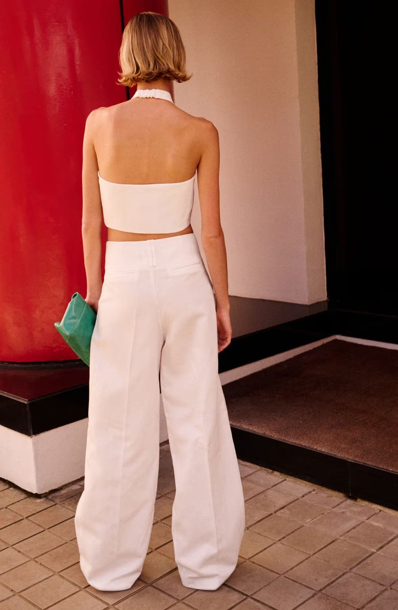 MANGO Starring Hailey Bieber Dario Halter Neck Crop Top, Alternate, color, Off White