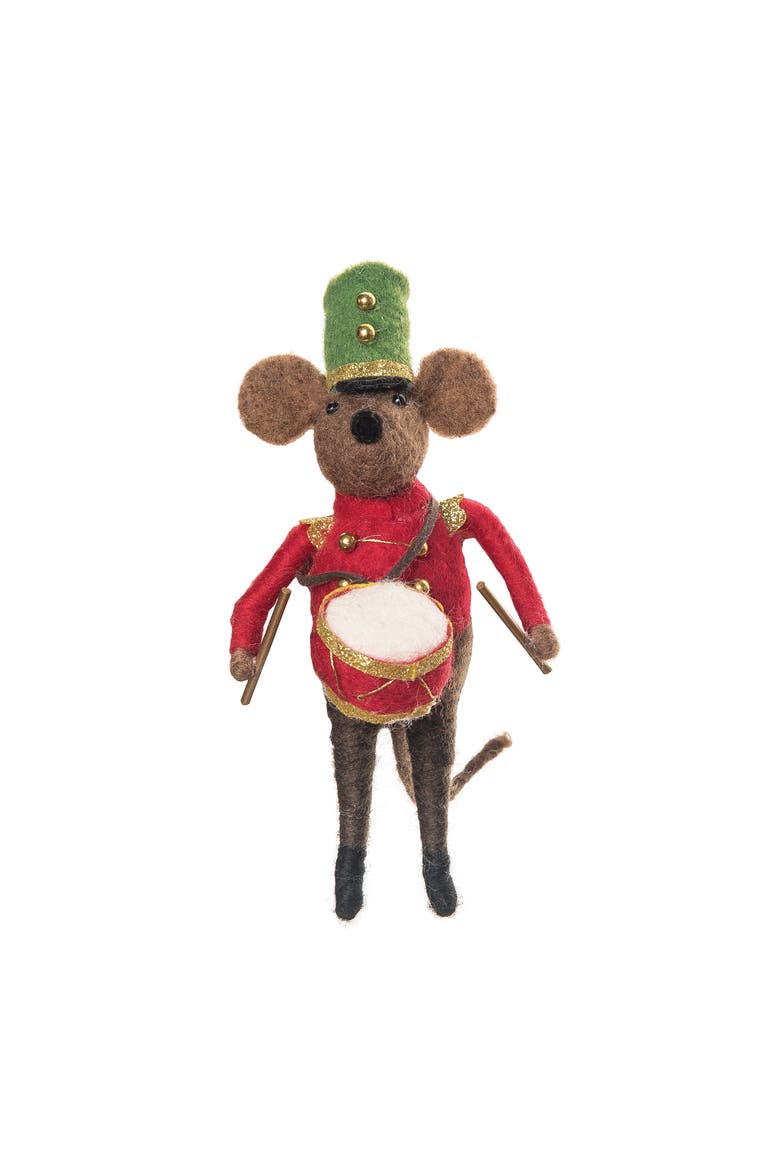 Festive Christmas Fabric Drummer Mouse Decorative Soft Figurine for XMAS Winter Holidays, Main, color, Red