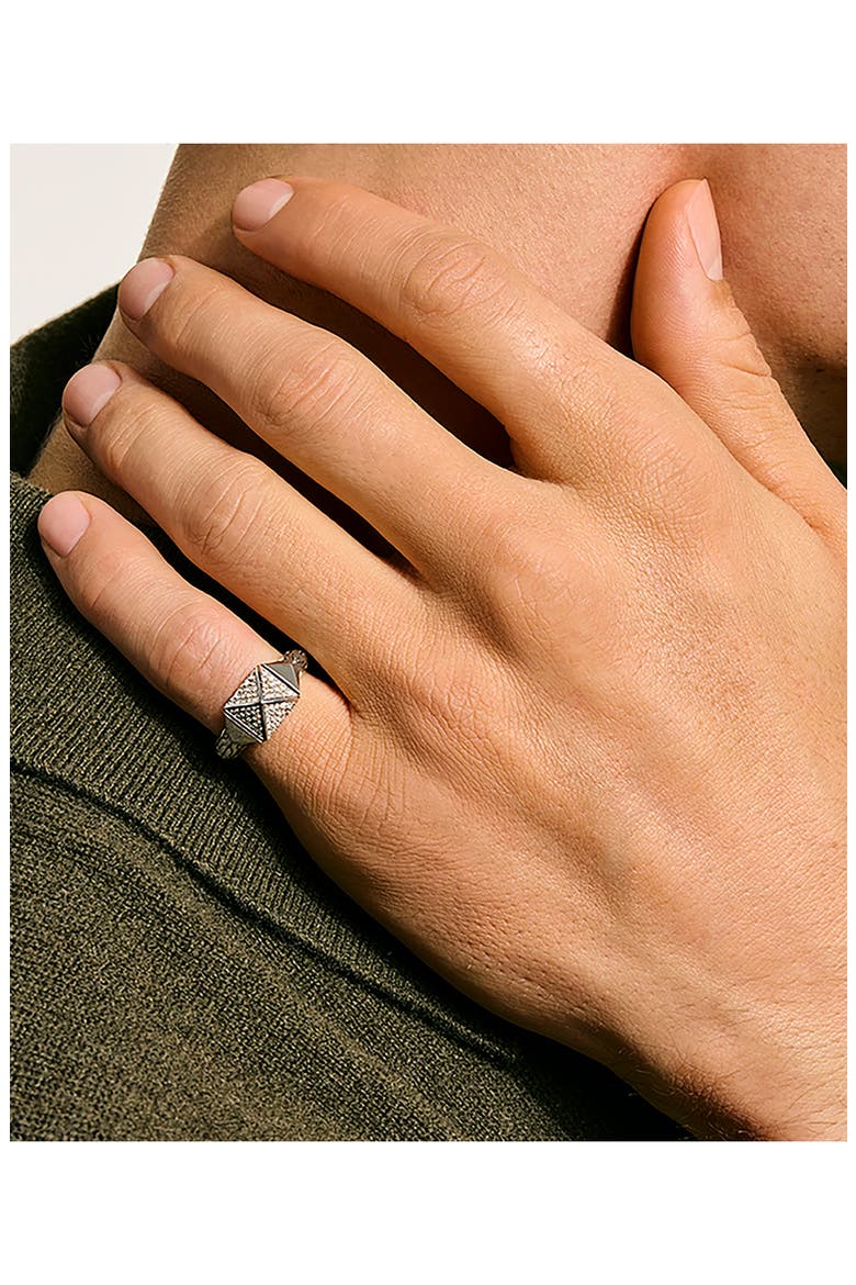 Icon Stud Ring with Pavé Diamonds, Alternate, color, SILVER