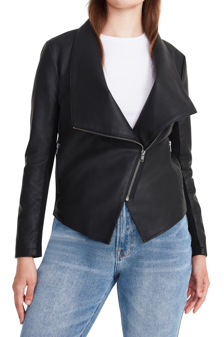 Gabrielle Faux Leather Jacket, Alternate, color, BLACK