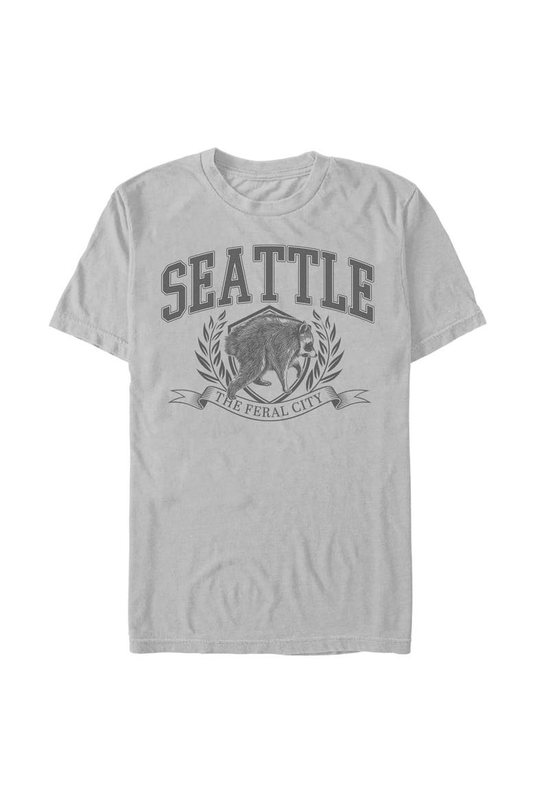 Men's Jimothy the Raccoon Seattle Feral City Short Sleeve T-Shirt, Main, color, Ice Grey