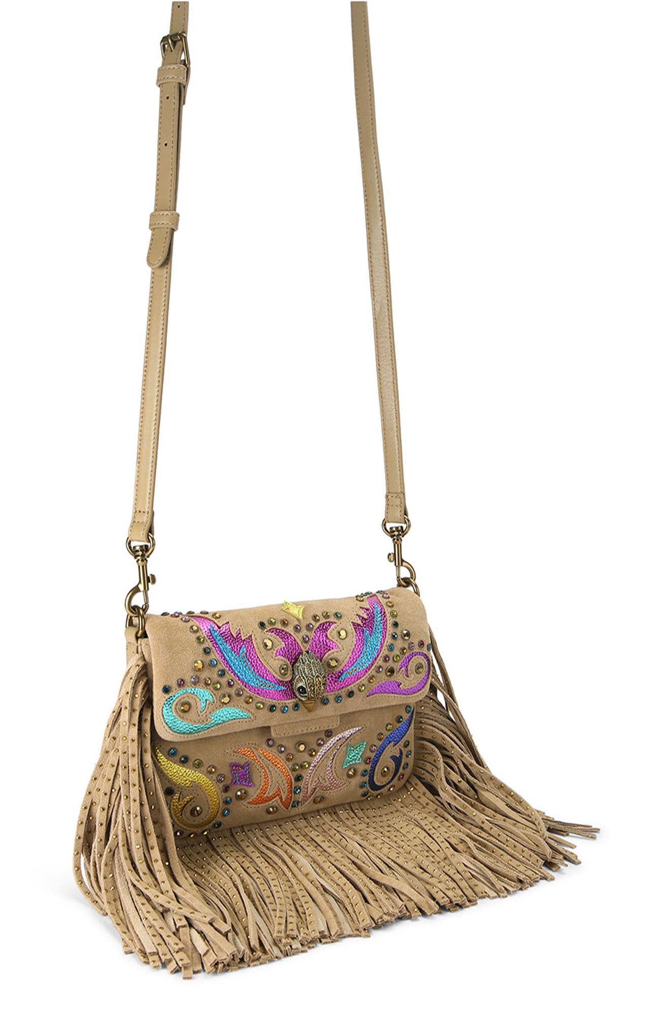 Small Oxford Fringe Suede Shoulder Bag, Alternate, color, OPEN BROWN