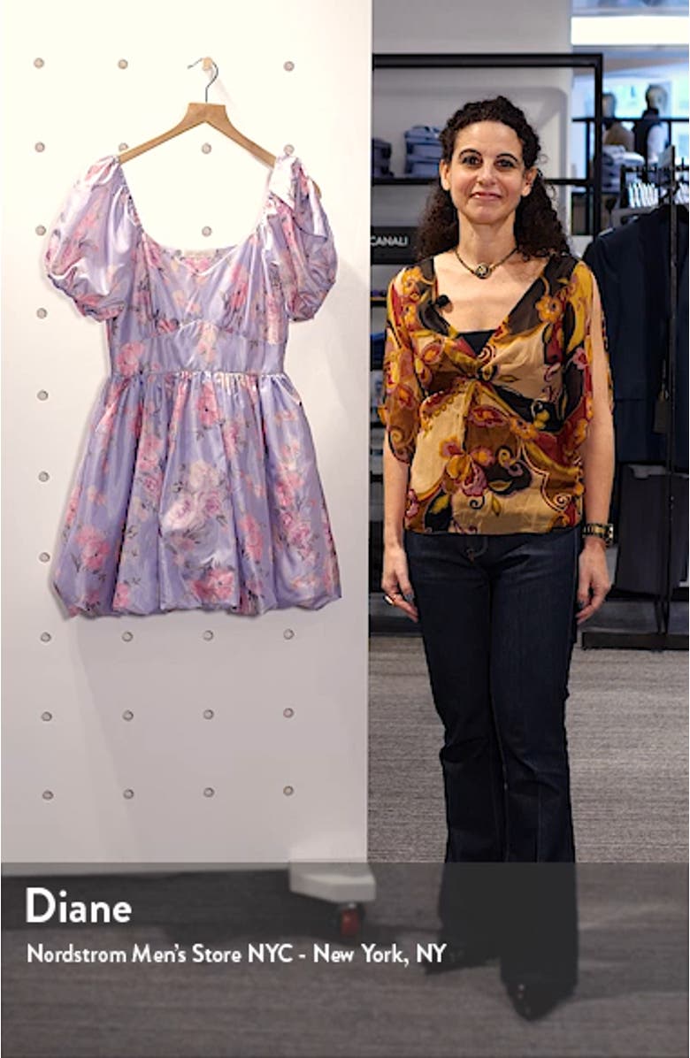 Hansel Floral Puff Tie Sleeve Minidress, sales video thumbnail