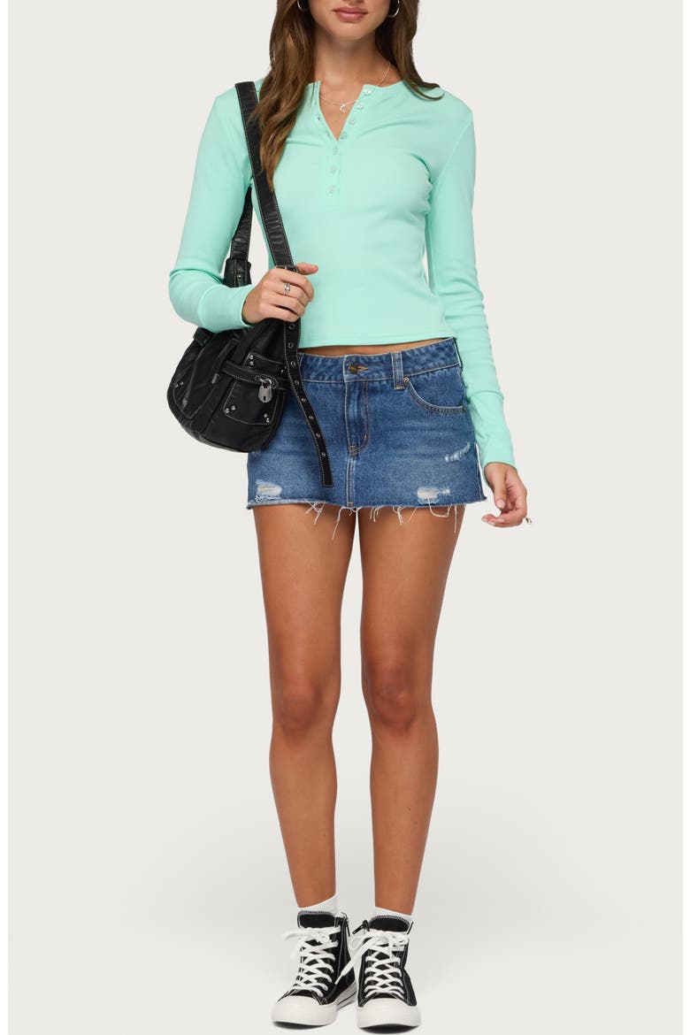 Yerin Long Sleeve Rib Henley, Alternate, color, AQUA