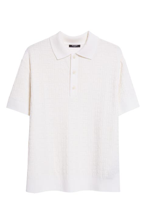 Monogram Jacquard Merino Wool Blend Polo