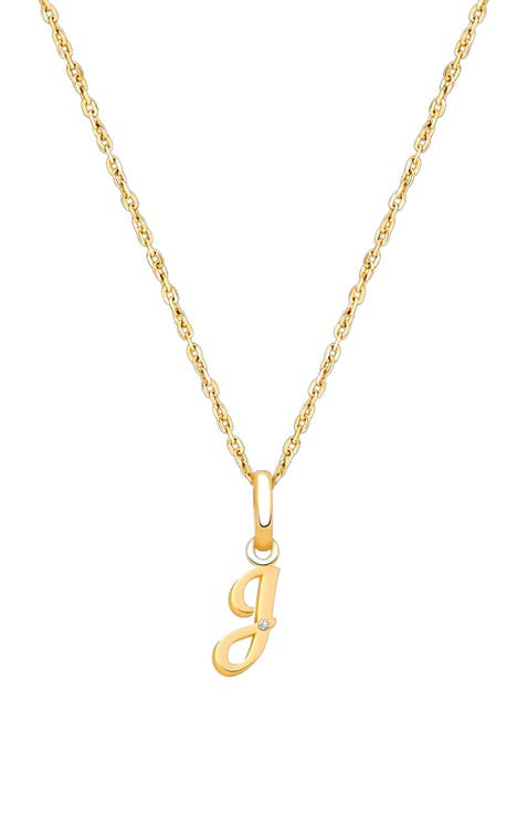 14K Gold Diamond Initial 12-14" Necklace