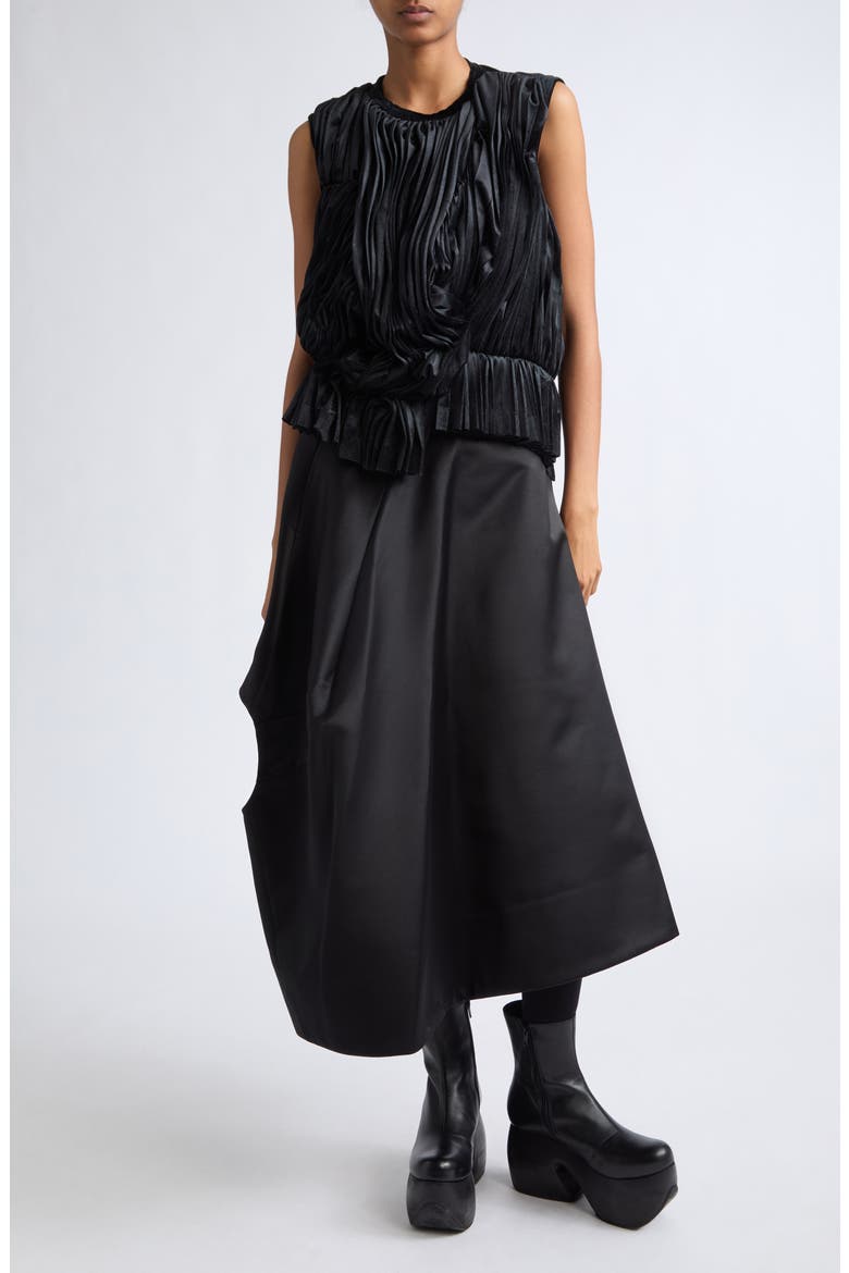 Pleated Stretch Velour Tank, Alternate, color, BLACK