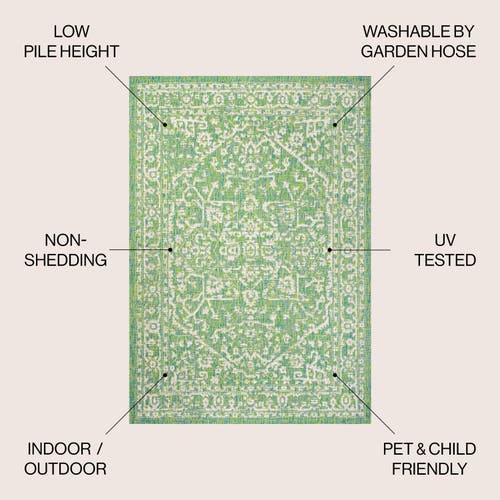 Jonathan Y Malta Bohemian Medallion Textured Weave Indoor/outdoor Area Rug In Cream/green