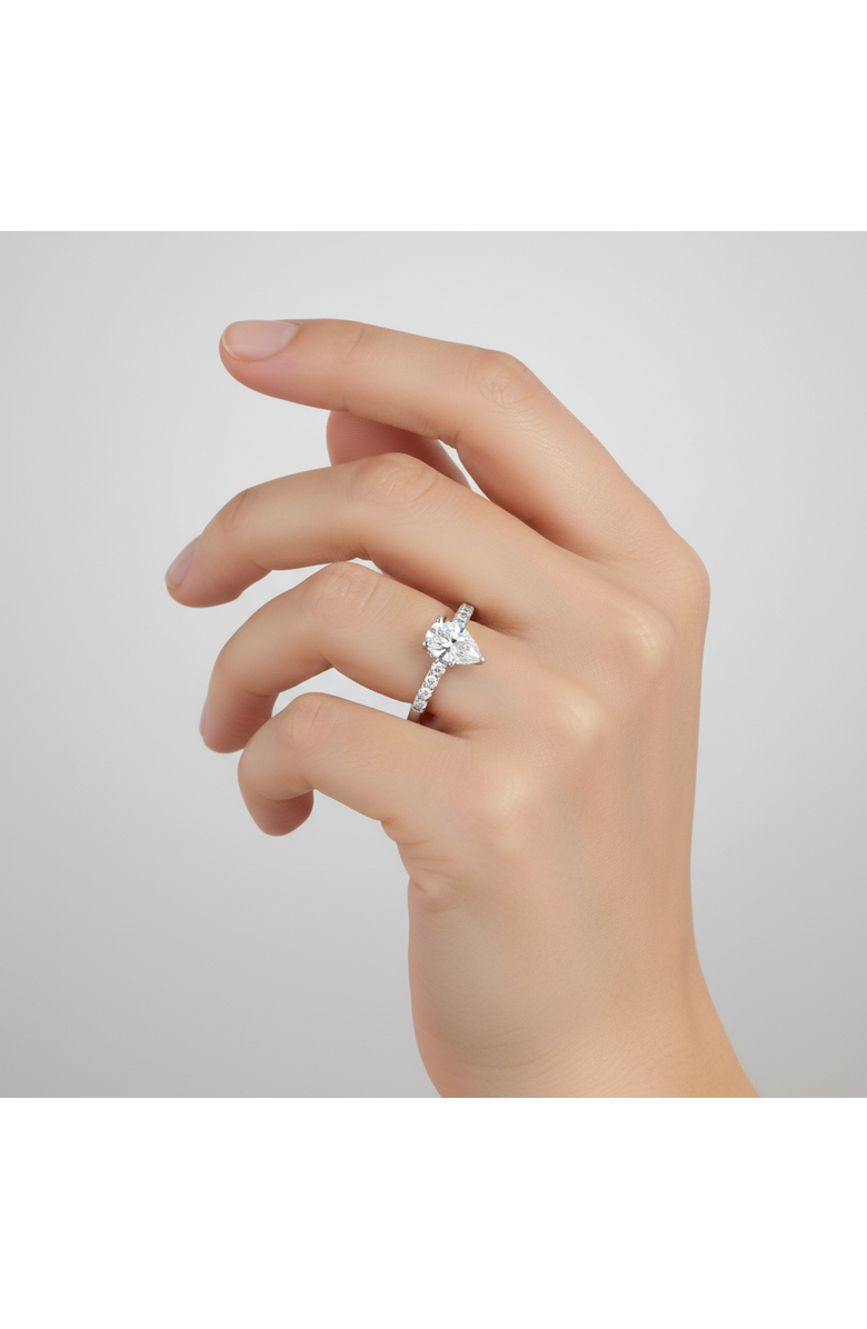 LuvMyJewelry Rasha 14K White Gold Pear Lab Grown Diamond Hidden Halo Engagement Ring - 2 Ct, Alternate, color, 14K White Gold