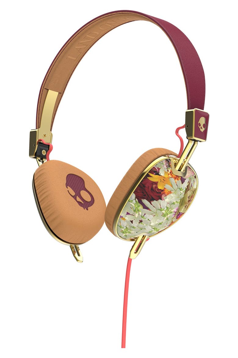 'Knockout Floral' Headphones, Main, color, FLORAL/ BURGUNDY/ ROSE GOLD